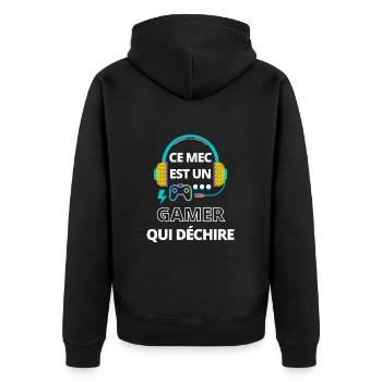 Ce mec est un gamer qui déchire - Veste à capuche bio Premium Unisexe - noir - Dos - Nico (187cm)