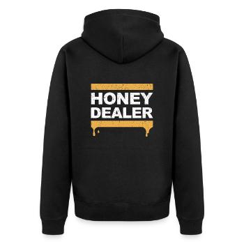 Honey Dealer Imker Biene Honig Bienen Imkerei Wabe - Unisex Premium Bio Zip Hoodie - Schwarz - Hinten - Nico (187cm)