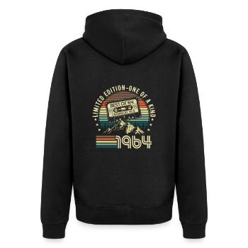 1964 Jahrgang geboren Vintage Retro Geburtstag - Unisex Premium Bio Zip Hoodie - Schwarz - Hinten - Nico (187cm)
