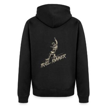 Trail runner jogging on the mountain - Unisex Premium Organic Zip Hoodie - black - Back - Nico (187cm)