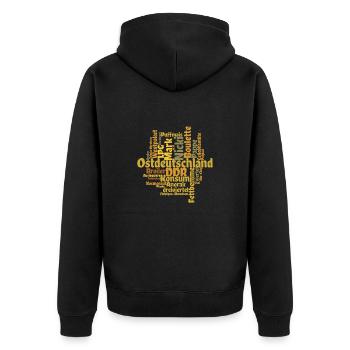 DDR word cloud Nicki Wörtersammlung - Unisex Premium Organic Zip Hoodie - black - Back - Nico (187cm)