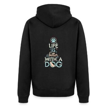 Life is better with a dog - Unisex Premium Organic Zip Hoodie - black - Back - Nico (187cm)