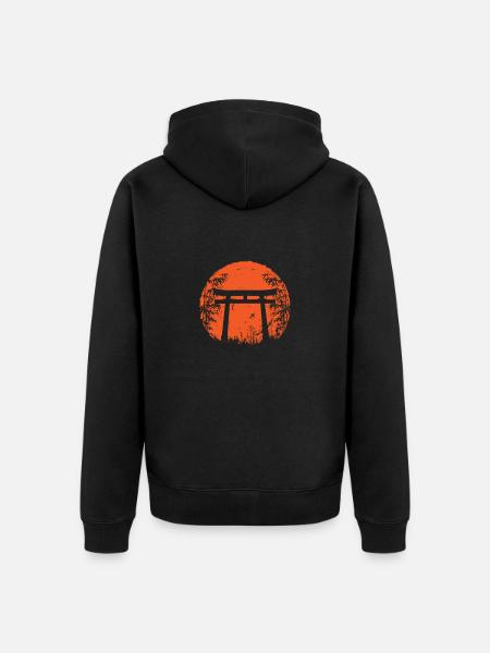 Bamboo Japanese Torii - Unisex Premium Organic Zip Hoodie - black