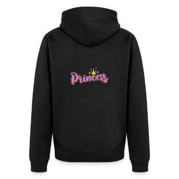 Prinzessin mit Krone und Herzchen Mädchen - Unisex Premium Bio Zip Hoodie - Schwarz - Hinten - Nico (187cm)