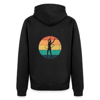 Hula-Hoop Frau im Training hullert - Unisex Premium Bio Zip Hoodie - Schwarz - Hinten - Nico (187cm)