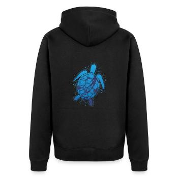 Schildkröten sind auch Apnoetaucher - Unisex Premium Bio Zip Hoodie - Schwarz - Hinten - Nico (187cm)