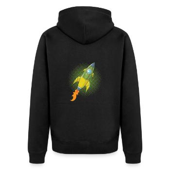Rocket Comic Spaceship Spacecraft Missile - Unisex Premium Organic Zip Hoodie - black - Back - Nico (187cm)