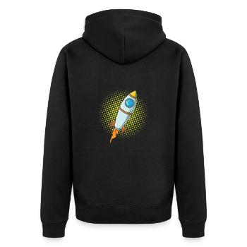 Moon Rocket Spaceship Comic Missile - Unisex Premium Organic Zip Hoodie - black - Back - Nico (187cm)