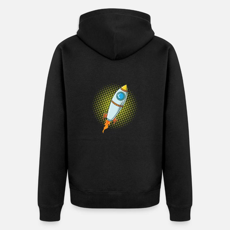 Moon Rocket Spaceship Comic Missile - Veste à capuche bio Premium Unisexe - noir