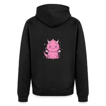 little baby dragon mythical creature fairy tale - Unisex Premium Organic Zip Hoodie - black - Back - Nico (187cm)