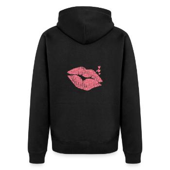 Kiss Mouth Saint-Valentin Amour Fleurs Vacances - Veste à capuche bio Premium Unisexe - noir - Dos - Nico (187cm)