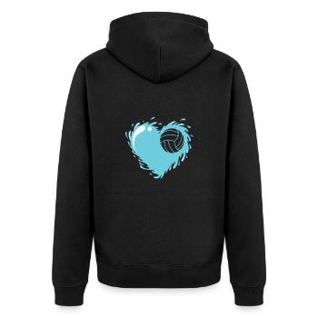 Ich liebe Wasserball Hobby Wassersport - Unisex Premium Bio Zip Hoodie - Schwarz - Hinten - Nico (187cm)