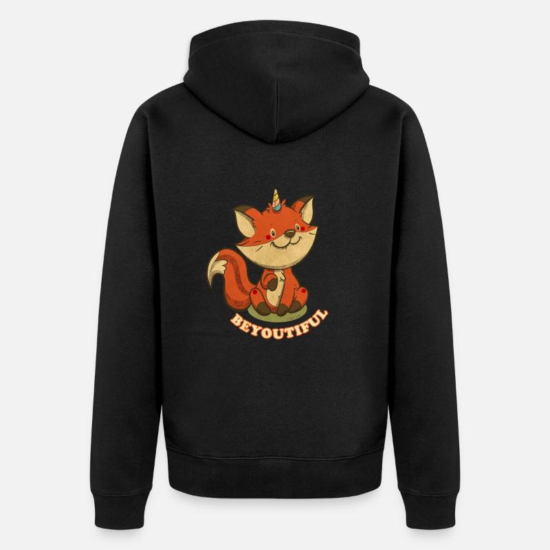 beYOUtiful Fox Einhorn - Unisex Premium Bio Zip Hoodie - Schwarz