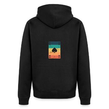 Pik Ass Poker or Skat Card Game - Unisex Premium Organic Zip Hoodie - black - Back - Nico (187cm)