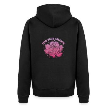 Lotosblume Find your Balance Pflanze Blume - Unisex Premium Bio Zip Hoodie - Schwarz - Hinten - Nico (187cm)