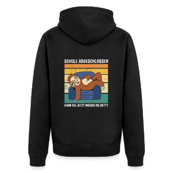 Schule Abgeschlossen Wieder Ins Bett Faultier - Unisex Premium Bio Zip Hoodie - Schwarz - Hinten - Nico (187cm)
