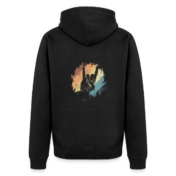 Heavy Metal Handzeichen Musik Band Genre - Unisex Premium Bio Zip Hoodie - Schwarz - Hinten - Nico (187cm)