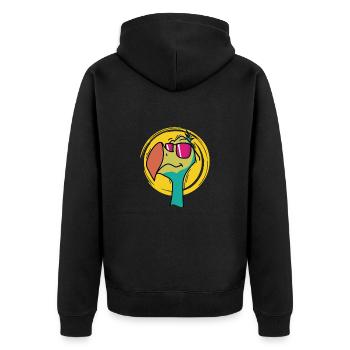 cooler Dodo Vogel aus Mauritius - Unisex Premium Bio Zip Hoodie - Schwarz - Hinten - Nico (187cm)