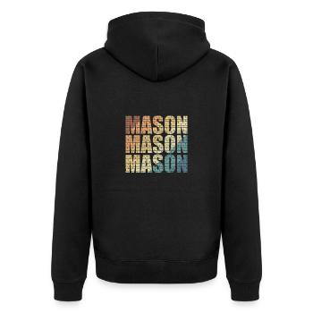 Mason Bauarbeiter Beruf - Unisex Premium Bio Zip Hoodie - Schwarz - Hinten - Nico (187cm)