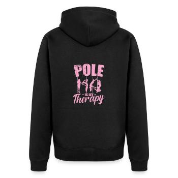 Pole is my Therapy Stange Tanzen - Unisex Premium Bio Zip Hoodie - Schwarz - Hinten - Nico (187cm)