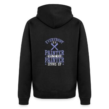 Everybody is a Painter Beruf Lackierer - Unisex Premium Bio Zip Hoodie - Schwarz - Hinten - Nico (187cm)