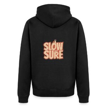 Slow but sure Snail Animal - Unisex Premium Organic Zip Hoodie - black - Back - Nico (187cm)
