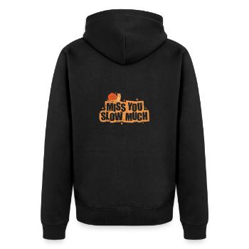 Miss you slow much snail animal - Unisex Premium Organic Zip Hoodie - black - Back - Nico (187cm)