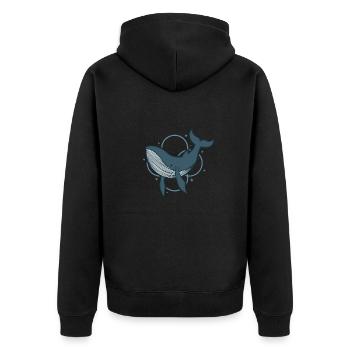 netter Blauwal Ozean Wasser - Unisex Premium Bio Zip Hoodie - Schwarz - Hinten - Nico (187cm)
