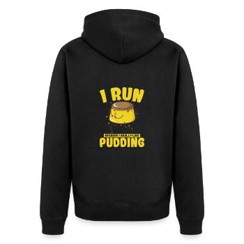 Only Interested in Pudding Dessert - Unisex Premium Bio Zip Hoodie - Schwarz - Hinten - Nico (187cm)