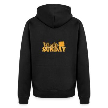 Waffle Sunday Snack Gebäck Teig Bäcker - Unisex Premium Bio Zip Hoodie - Schwarz - Hinten - Nico (187cm)