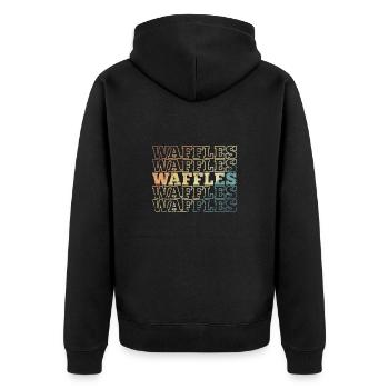 Waffles Frühstück Gebäck Snack Bäcker - Unisex Premium Bio Zip Hoodie - Schwarz - Hinten - Nico (187cm)