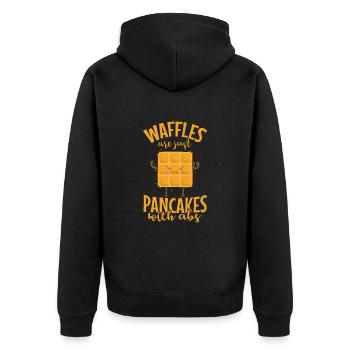 Waffles are just Pancakes Teig Gebäck - Unisex Premium Bio Zip Hoodie - Schwarz - Hinten - Nico (187cm)
