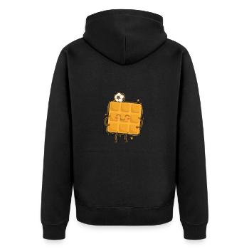 Waffel spielt Fußball Teig Gebäck Snack - Unisex Premium Bio Zip Hoodie - Schwarz - Hinten - Nico (187cm)