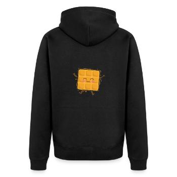 lustige Waffel Gebäck Bäcker Teig - Unisex Premium Bio Zip Hoodie - Schwarz - Hinten - Nico (187cm)