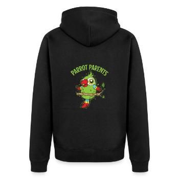 Parrot Parents Tier Vogel - Unisex Premium Bio Zip Hoodie - Schwarz - Hinten - Nico (187cm)