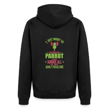 I Just want to Play with my Parrot Animal Bird - Unisex Premium Organic Zip Hoodie - black - Back - Nico (187cm)