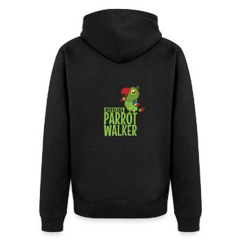 Official Parrot Walker Tier Tropen Vogel - Unisex Premium Bio Zip Hoodie - Schwarz - Hinten - Nico (187cm)
