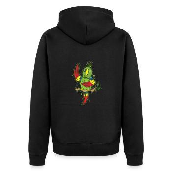 Papagei winkt Tier Sprechen Vogel - Unisex Premium Bio Zip Hoodie - Schwarz - Hinten - Nico (187cm)