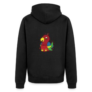 Papagei sitzt Vogel Tier - Unisex Premium Bio Zip Hoodie - Schwarz - Hinten - Nico (187cm)