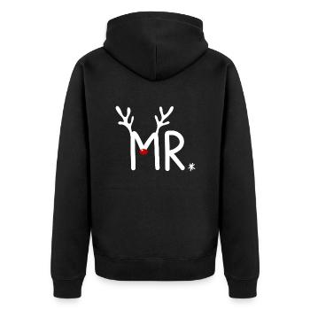 Rentier Familie Familienoutfit Weihnachten - Unisex Premium Bio Zip Hoodie - Schwarz - Hinten - Nico (187cm)