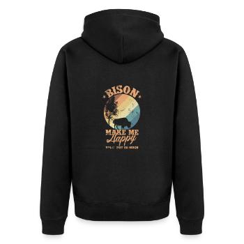 Le bison est mon animal environnemental heureux - Veste à capuche bio Premium Unisexe - noir - Dos - Nico (187cm)