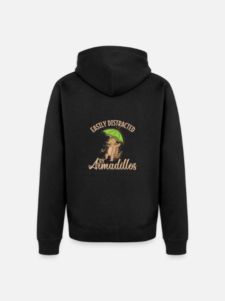 Easily Distracted by Armadillos Mammal - Unisex Premium Organic Zip Hoodie - black