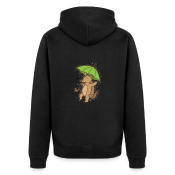 Tatou avec parapluie désert de mammifères - Veste à capuche bio Premium Unisexe - noir - Dos - Nico (187cm)