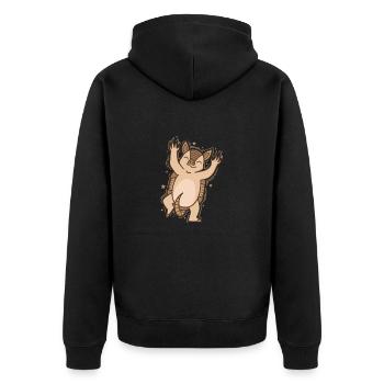 Gürteltier freut sich Wüste Natur - Unisex Premium Bio Zip Hoodie - Schwarz - Hinten - Nico (187cm)