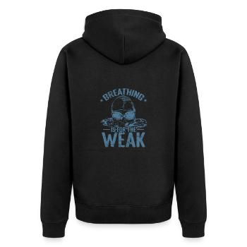 Breathing is for the Weak Schwimmen Sport - Unisex Premium Bio Zip Hoodie - Schwarz - Hinten - Nico (187cm)