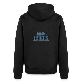Disquette et module de mémoire rétro CD des années 1990 - Veste à capuche bio Premium Unisexe - noir - Dos - Nico (187cm)