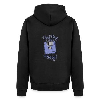 Don't copy that Floppy Retrospeichermodul - Unisex Premium Bio Zip Hoodie - Schwarz - Hinten - Nico (187cm)