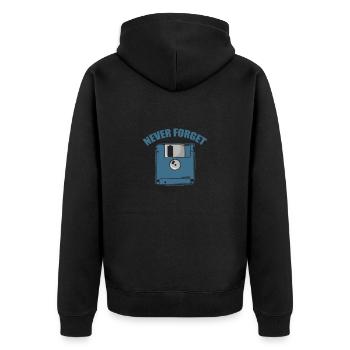 Never Forget Floppy Disk Retro Memory Module - Unisex Premium Organic Zip Hoodie - black - Back - Nico (187cm)