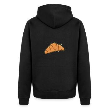 Brot Bäcker Hörnchen Coissant Backware - Unisex Premium Bio Zip Hoodie - Schwarz - Hinten - Nico (187cm)