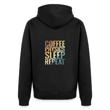 Coffee Physics Sleep Repeat Study - Unisex Premium Organic Zip Hoodie - black - Back - Nico (187cm)